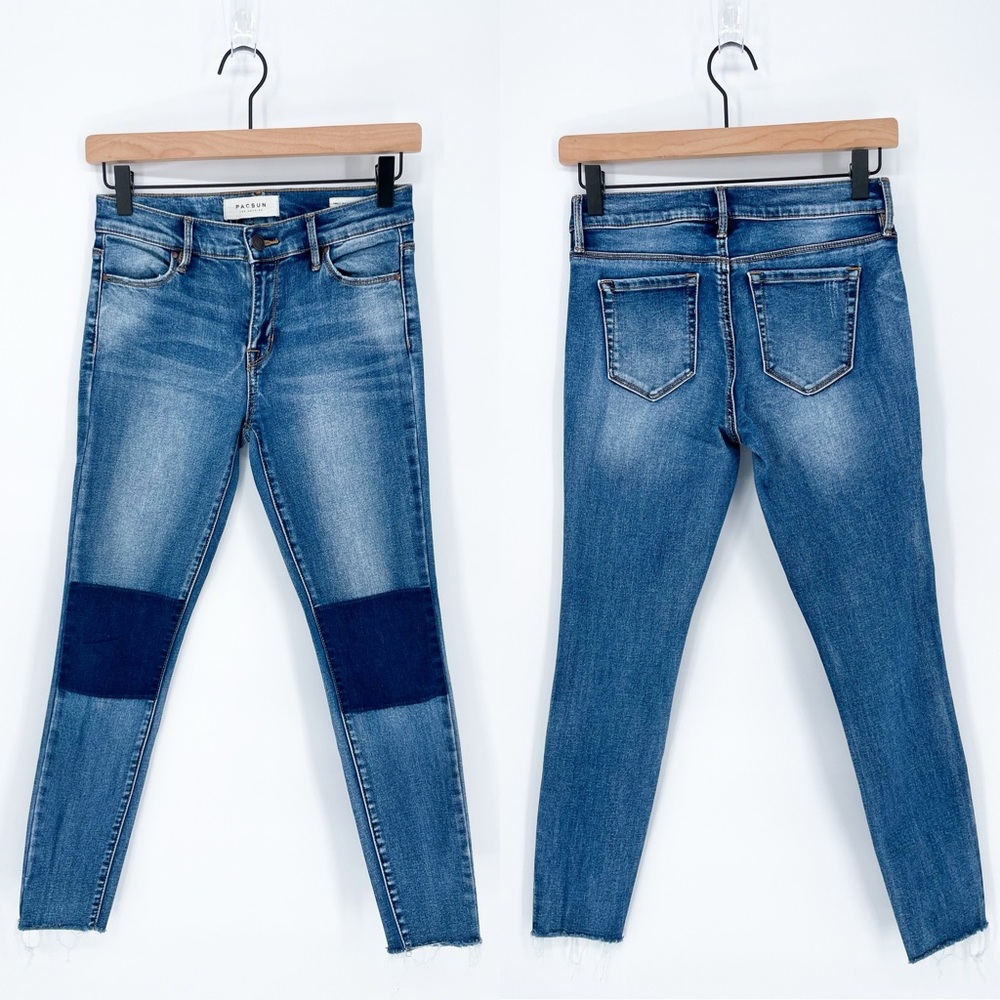 Pacsun Super Stretch Ankle Jegging Raw Hem Knee Patch Size 25